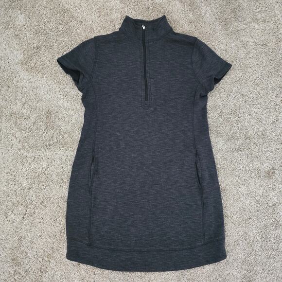 Women's  Quarter Zip Sweater Dress Gray Short Sleeve S Casual Winter Layering - Picture 5 of 9